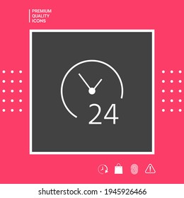 Öffnen Sie das Symbol rund um die Uhr. Symbol für Öffnungszeiten, Elemente für Ihr Design