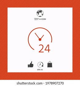 Open around the clock icon. Opening hours symbol icon, elements for your design