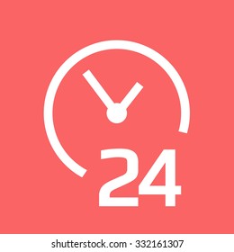 Open around the clock icon. Opening hours icon