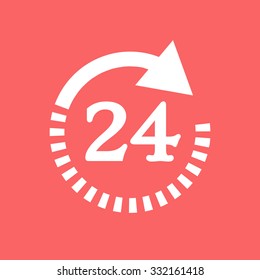 Open around the clock icon. Opening hours icon