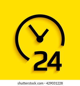 Open around the clock icon. Opening hours icon