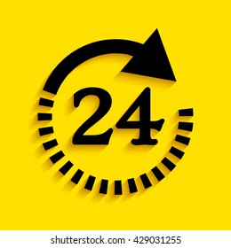 Open around the clock icon. Opening hours icon
