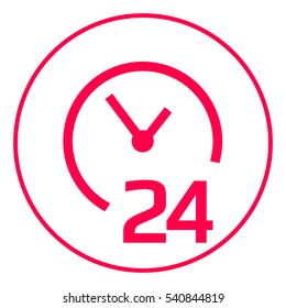 Open around the clock icon. Opening hours symbol icon