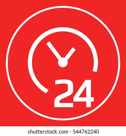 Open around the clock icon. Opening hours symbol icon