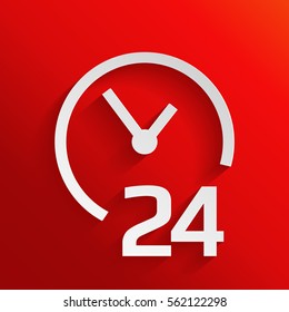 Open around the clock icon. Opening hours symbol icon