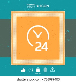 Open around the clock icon. Opening hours symbol icon