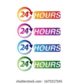 Open around the clock serving clock arrow sign