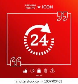 Open around the clock symbol icon. Opening hours symbol icon