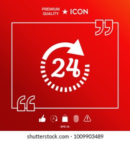 Open around the clock symbol icon. Opening hours icon