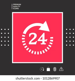 Open around the clock symbol icon. Opening hours symbol icon