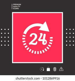 Open around the clock symbol icon. Opening hours icon