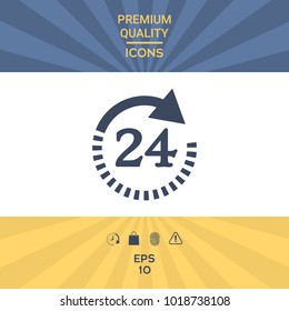 Open around the clock symbol icon. Opening hours symbol icon
