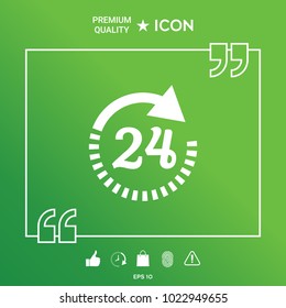 Open around the clock symbol icon. Opening hours icon