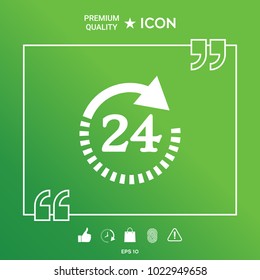 Open around the clock symbol icon. Opening hours symbol icon