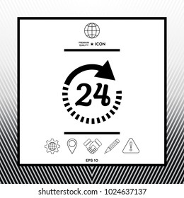 Open around the clock symbol icon. Opening hours icon