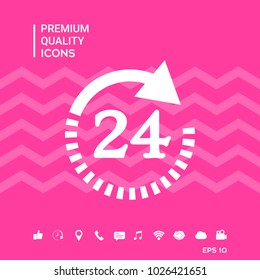 Open around the clock symbol icon. Opening hours symbol icon