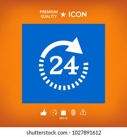 Open around the clock symbol icon. Opening hours symbol icon