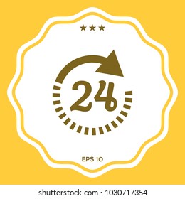 Open around the clock symbol icon. Opening hours icon