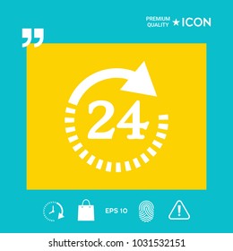 Open around the clock symbol icon. Opening hours symbol icon