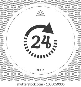 Open around the clock symbol icon. Opening hours icon