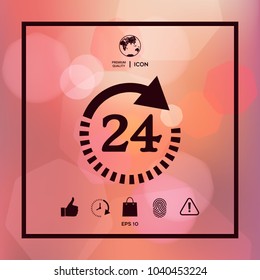 Open around the clock symbol icon. Opening hours symbol icon