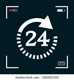 Open around the clock symbol icon. Opening hours symbol icon