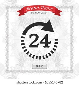 Open around the clock symbol icon. Opening hours symbol icon