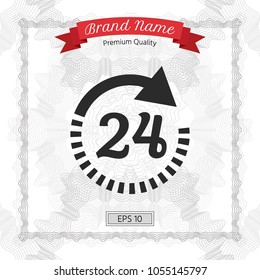 Open around the clock symbol icon. Opening hours icon