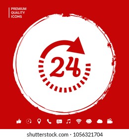 Open around the clock symbol icon. Opening hours icon