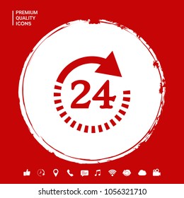Open around the clock symbol icon. Opening hours symbol icon