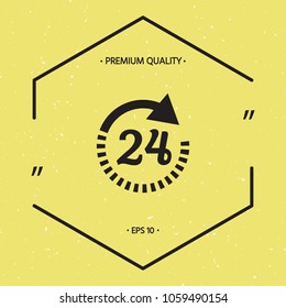 Open around the clock symbol icon. Opening hours icon