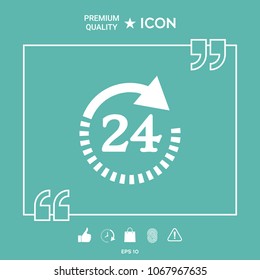 Open around the clock symbol icon. Opening hours symbol icon