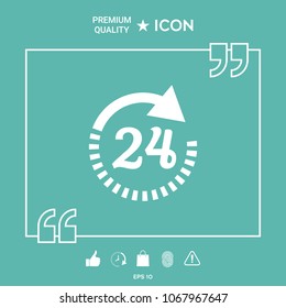 Open around the clock symbol icon. Opening hours icon
