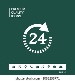 Open around the clock symbol icon. Opening hours symbol icon