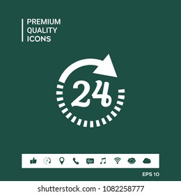 Open around the clock symbol icon. Opening hours icon