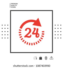 Open around the clock symbol icon. Opening hours icon