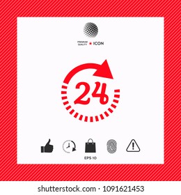 Open around the clock symbol icon. Opening hours icon