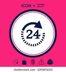 Open around the clock symbol icon. Opening hours symbol icon