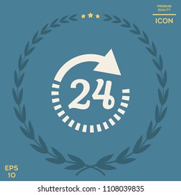Open around the clock symbol icon. Opening hours icon