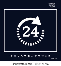 Open around the clock symbol icon. Opening hours symbol icon