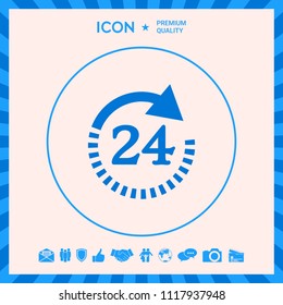 Open around the clock symbol icon. Opening hours symbol icon