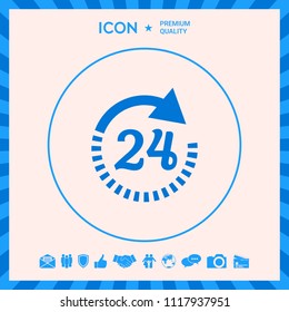 Open around the clock symbol icon. Opening hours icon