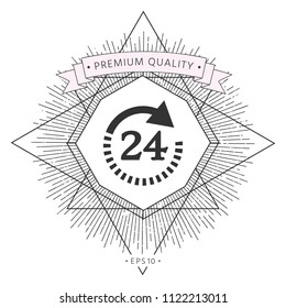 Open around the clock symbol icon. Opening hours symbol icon