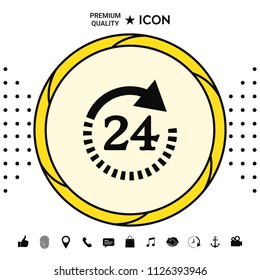 Open around the clock symbol icon. Opening hours symbol icon