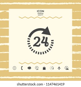 Open around the clock symbol icon. Opening hours icon