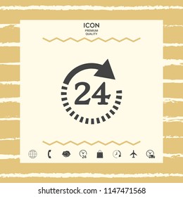 Open around the clock symbol icon. Opening hours symbol icon
