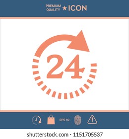 Open around the clock symbol icon. Opening hours symbol icon