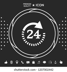 Open around the clock symbol icon. Opening hours symbol icon