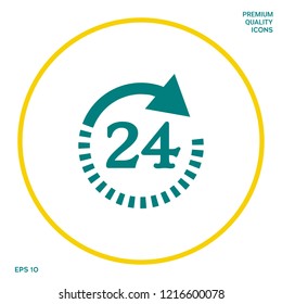 Open around the clock symbol icon. Opening hours symbol icon. Graphic elements for your design