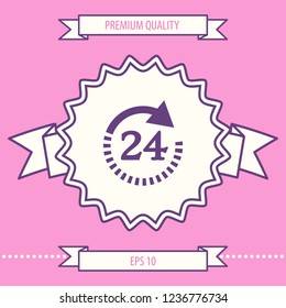 Open around the clock symbol icon. Opening hours symbol icon. Graphic elements for your design